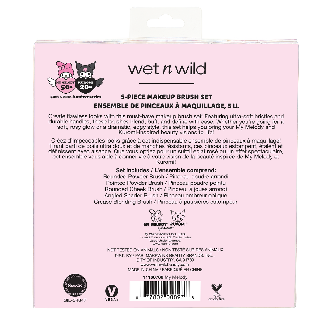 5-PIECE MAKEUP BRUSH SET | MY MELODY - wet n wild Beauty
