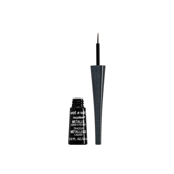 Wet n wild | MegaLiner Liquid Eyeliner- Cosmic Black | Product front facing cap off, with no background