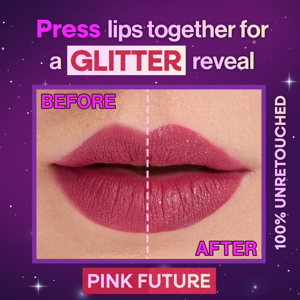 mega glitter liquid lipstick. Apply, let it dry, press lips together for the glitter reveal.