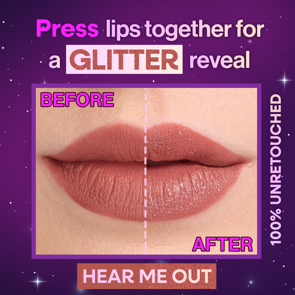 mega glitter liquid lipstick. Apply, let it dry, press lips together for the glitter reveal.