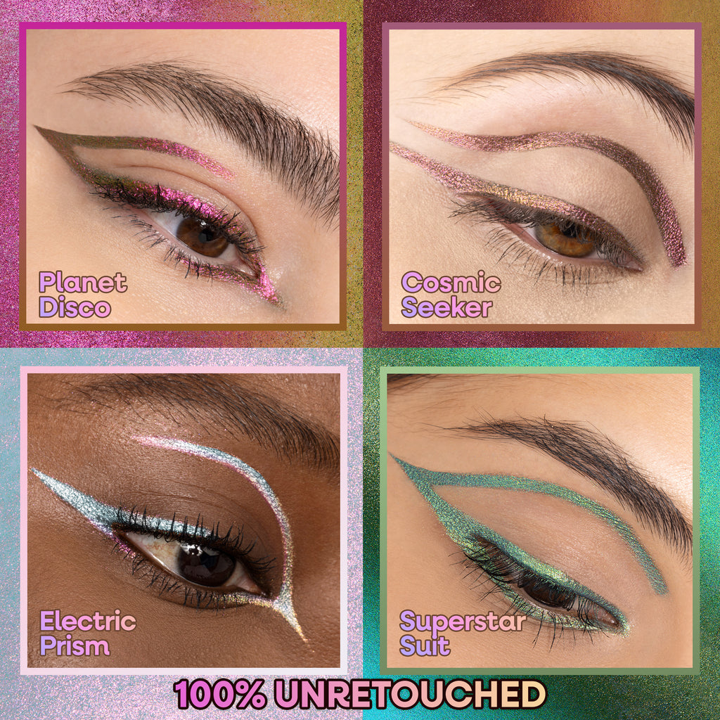 Swatch Image of the Chameleon Chrome Eyeliner. Different eyeliner looks