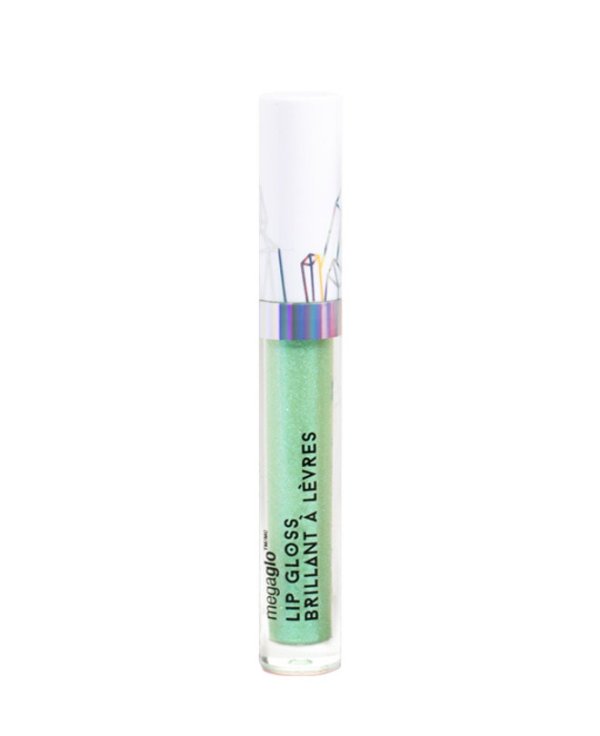Crystal Cavern Mega Glo Lip Gloss- Jade - Product front facing with cap off on a white background