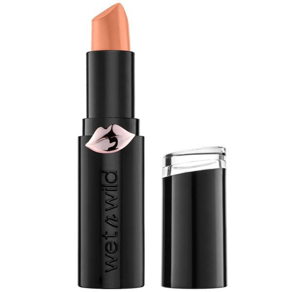 Wet n wild | Mega Last Matte Lip Color- Never Nude | Product front facing cap off, with no background