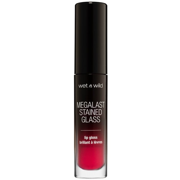 Mega Last Stained Glass Lip Gloss- Heart Shattering - Product front facing with cap off on a white background