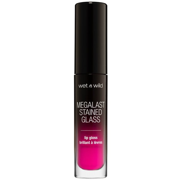 Mega Last Stained Glass Lip Gloss- Kiss My Glass - Product front facing with cap off on a white background