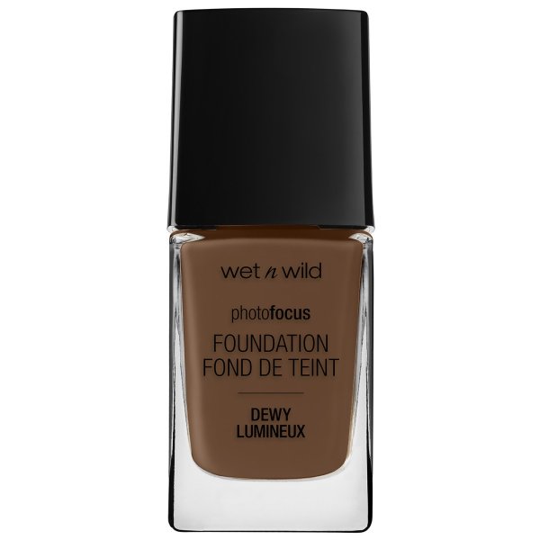 Photo Focus Dewy Foundation- Deep Honey - Product front facing with cap off on a white background