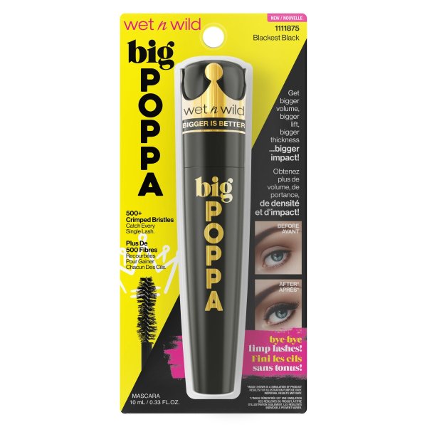 Wet n wild | BIG POPPA MASCARA | Product front facing in packaging, with no background