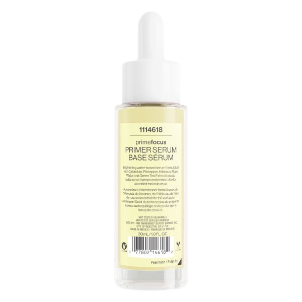 Wet n wild | Prime Focus Brightening Primer Serum | Backside of product with no background