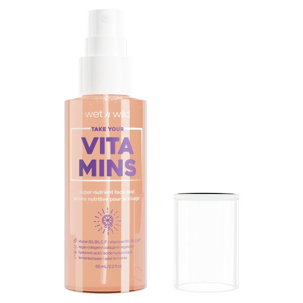 Wet n wild | Take Your Vitamins Super Nutrient Face Mist | Product front facing cap off, with no background