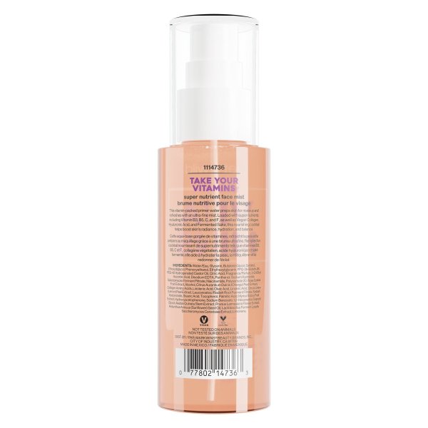 Wet n wild | Take Your Vitamins Super Nutrient Face Mist | Backside of product, with no background