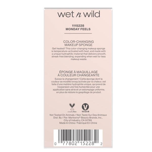 Wet n wild | Monday Feels Color-Change Makeup Sponge | Backside of packaging, with no background