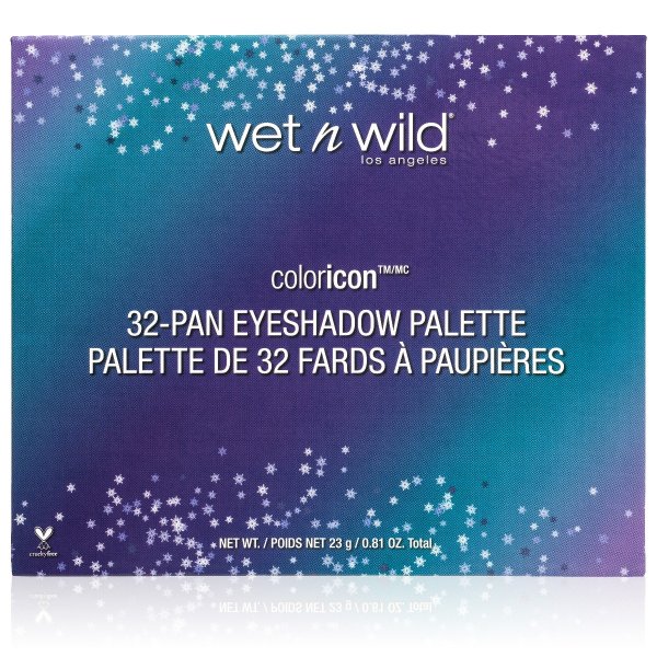 Color Icon 32-Pan Eyeshadow Palette - Product front facing open on a white background