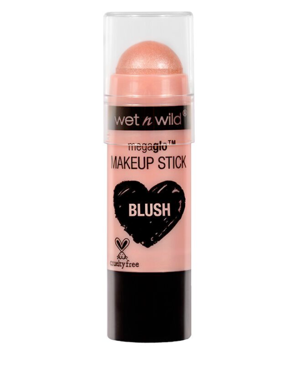 MegaGlo Makeup Stick-Peach Bums - Product front facing with cap off on a white background