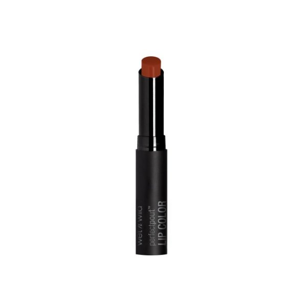 Wet n wild | Perfect Pout Lip Color- Extra Cinnamon, Please | Product front facing cap off, with no background