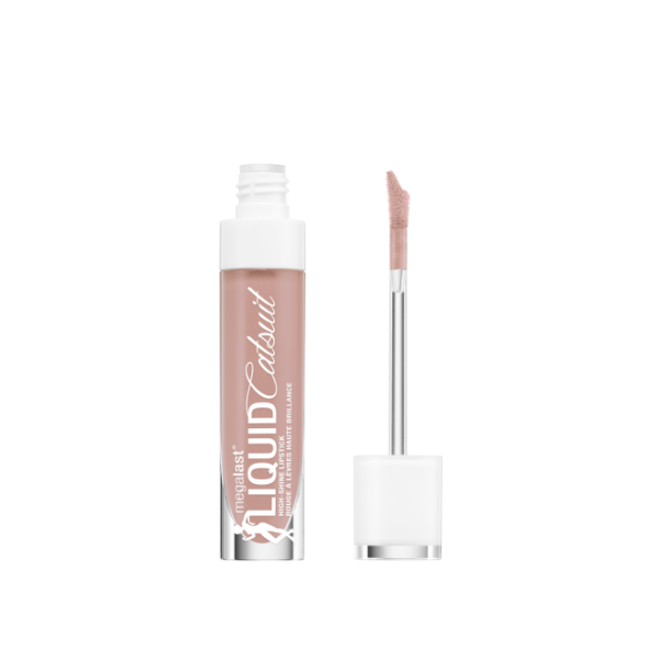 Wet n wild | MegaLast Liquid Catsuit High-Shine Lipstick- Caught You Bare-Naked | Product front facing cap off, with no background