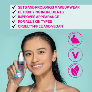 wet n wild | FIGHT DIRTY DETOX SETTING SPRAY | model with product, product detail background