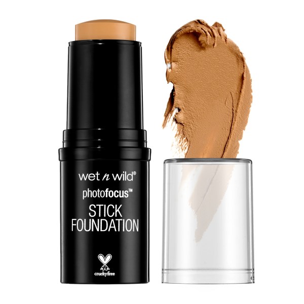 Wet n wild | Photo Focus Stick Foundation | Product front facing cap off, with product swatch, no background