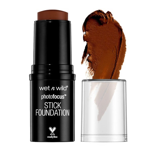 Wet n wild | Photo Focus Stick Foundation | Product front facing cap off, with product swatch, no background