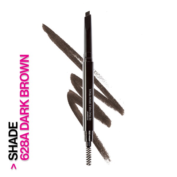 Wet n wild | Ultimate Brow Retractable-Dark Brown | Product front facing cap off, with product swatch