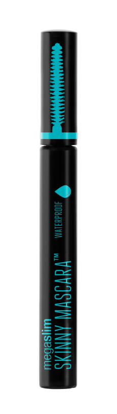MegaSlim Waterproof Skinny Mascara - Black - Product front facing with cap off on a white background
