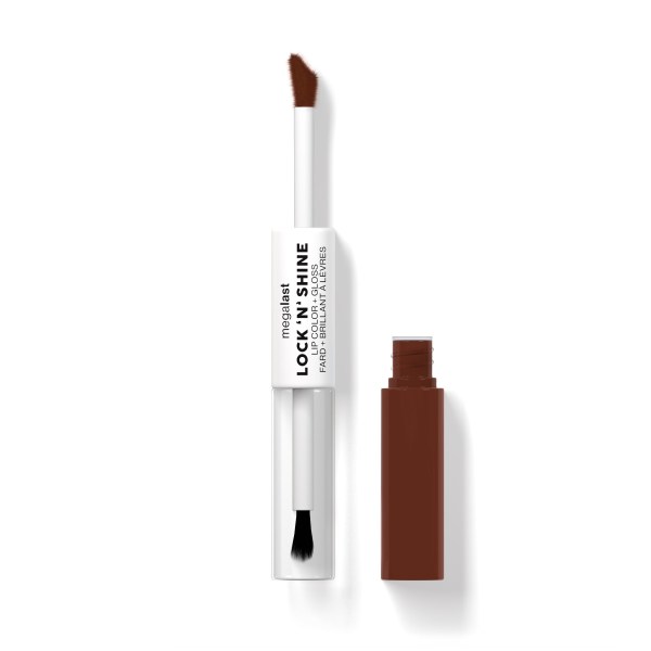 Wet n wild | Megalast Lock 'N' Shine Lip Color + Gloss- Affogato Dreams | Product front facing cap off, with no background