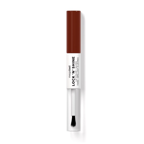 Wet n wild | Megalast Lock 'N' Shine Lip Color + Gloss- Affogato Dreams | Product front facing cap on, with no background