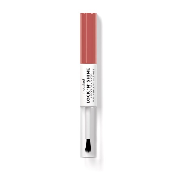 Wet n wild | Megalast Lock 'N' Shine Lip Color + Gloss- Nude Illusion | Product front facing cap on, with no background