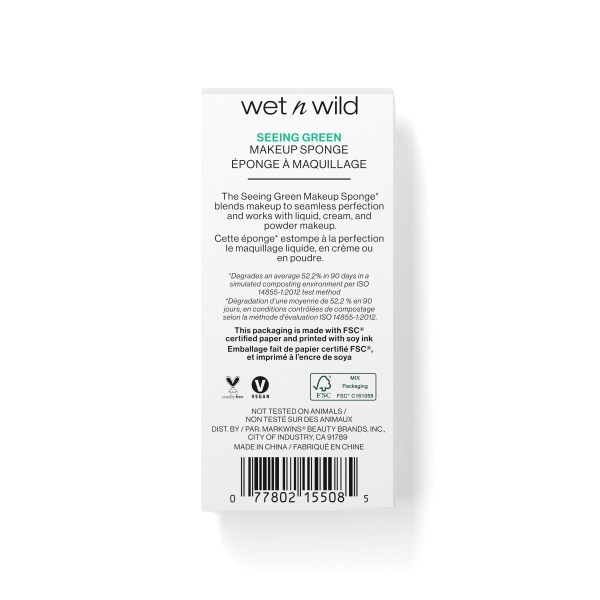 Wet n wild | Seeing Green Makeup Sponge | Backside of packaging