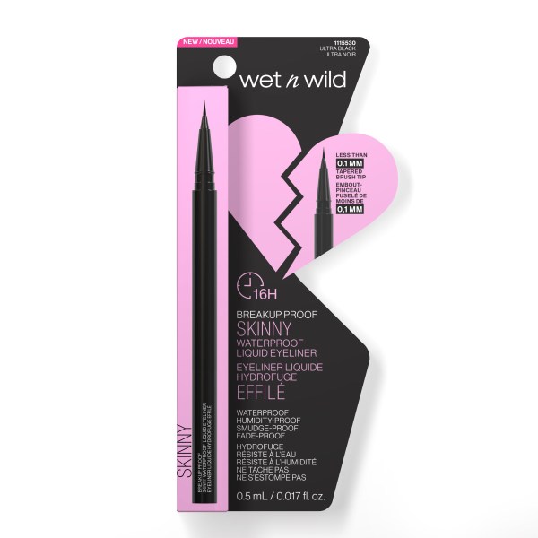 wet n wild | Breakup Proof Skinny Waterproof Liquid Eyeliner | Product facing forward inside packaging