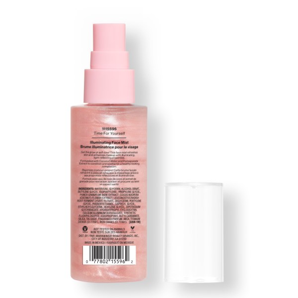 wet n wild | Pampered Illuminating Face Mist back of product with cap off