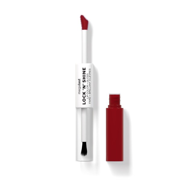 wet n wild | Megalast Lock 'N' Shine Lip Color + Gloss Red-y For Me | Product with lip color side off