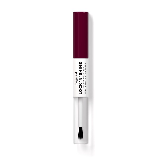 Wet n wild | Megalast Lock 'N' Shine Lip Color + Gloss- Dark Wisteria | Product front facing cap on, with no background