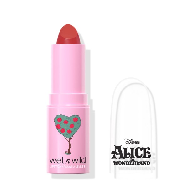 Wet n wild | Alice In Wonderland Lipstick- Painted Roses | Product front facing lid opened, with no background