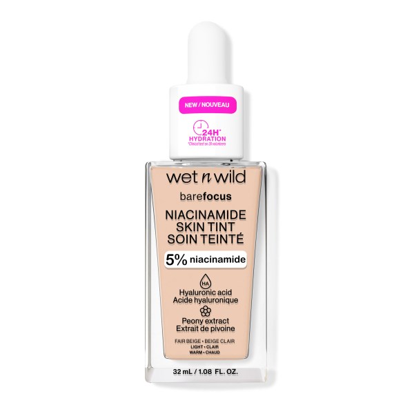 Wet n wild | Bare Focus Niacinamide Skin Tint | Product front facing lid closed, with no background