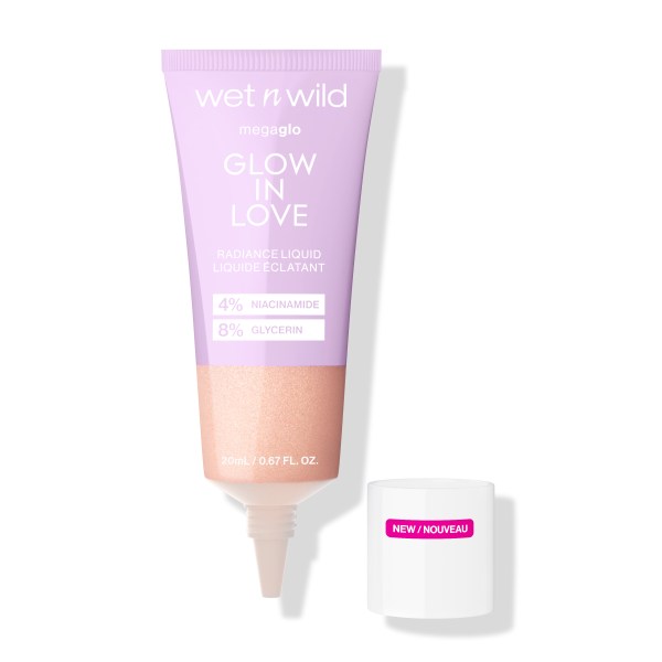 Wet n wild | MegaGlo Glow In Love Radiance Liquid | Product front facing cap off, with no background