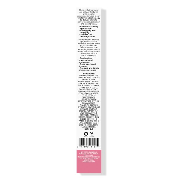 Wet n wild | Perfect Pout Gel Lip Liner | Backside of packaging, with no background