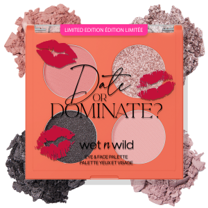 Wet n wild | Date Or Dominate Eye & Face Palette- Dominate Tricks | Product front facing lid closed, with swatches