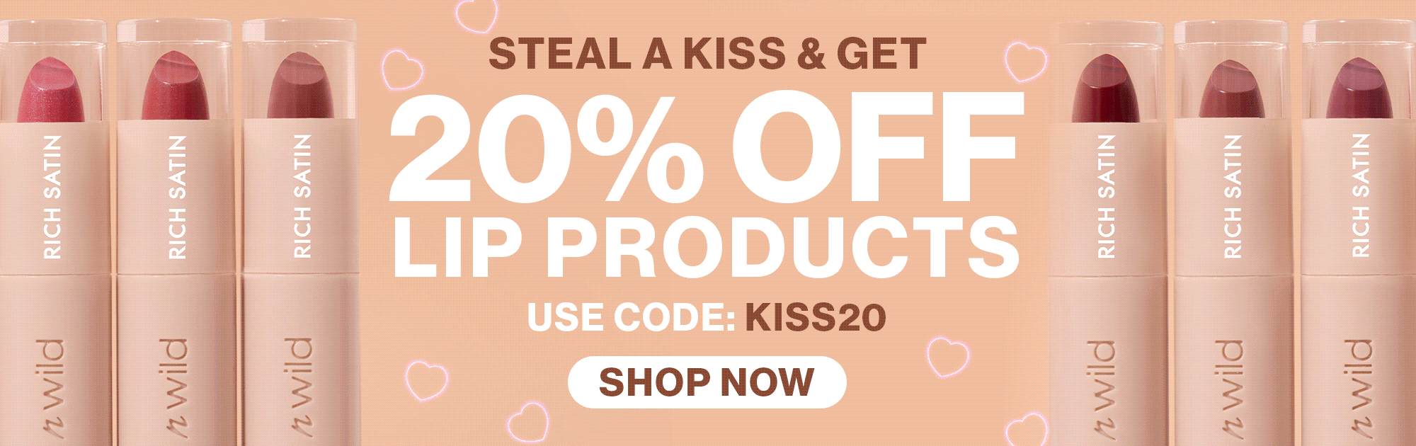 20% OFF ALL LIP PRODUCTS

CODE: KISS20

Disclaimer: Use Code: KISS20 during checkout to receive 20% off Lips category while supplies last! Promotional price reflected at checkout. Excludes Sale, Bundles, and Collection Boxes. Please note that this offer cannot be combined with any other offer and may not be used towards prior purchases, taxes, or shipping fees. wet n wild reserves the right to end or modify this promotion at any time. The offer expires on 5/23/2024 at 11:59 pm PST.